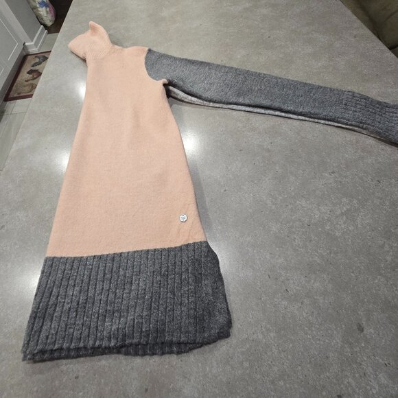 POINT ZERO Women's Color Block Turtleneck Long Sleeves Sweater - Grey/Pink P/S - Picture 12 of 13